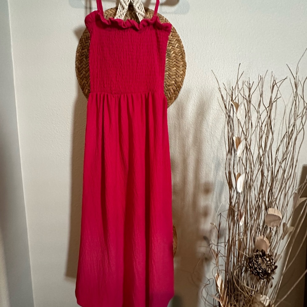 H & M pink smocked tank spaghetti strap Sundress